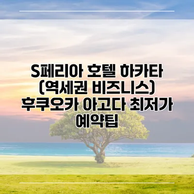 S페리아 호텔 하카타 (역세권 비즈니스) 후쿠오카 아고다 최저가 예약팁