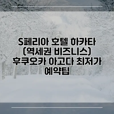 S페리아 호텔 하카타 (역세권 비즈니스) 후쿠오카 아고다 최저가 예약팁