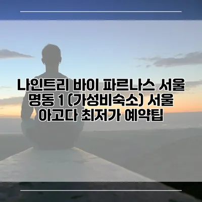 나인트리 바이 파르나스 서울 명동 1 (가성비숙소) 서울 아고다 최저가 예약팁
