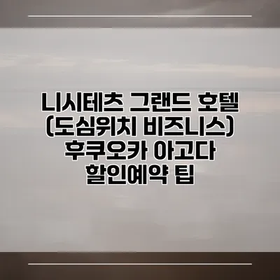 니시테츠 그랜드 호텔 (도심위치 비즈니스) 후쿠오카 아고다 할인예약 팁