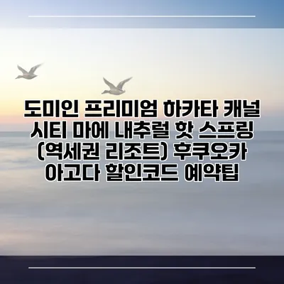 도미인 프리미엄 하카타 캐널 시티 마에 내추럴 핫 스프링 (역세권 리조트) 후쿠오카 아고다 할인코드 예약팁