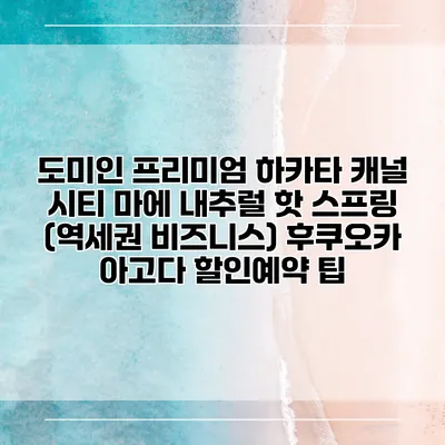 도미인 프리미엄 하카타 캐널 시티 마에 내추럴 핫 스프링 (역세권 비즈니스) 후쿠오카 아고다 할인예약 팁