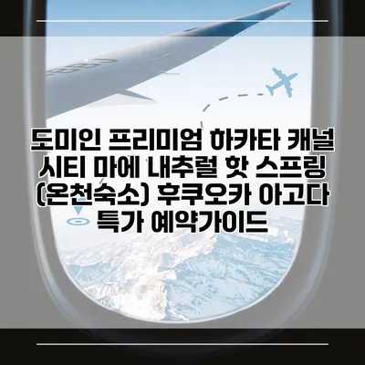도미인 프리미엄 하카타 캐널 시티 마에 내추럴 핫 스프링 (온천숙소) 후쿠오카 아고다 특가 예약가이드