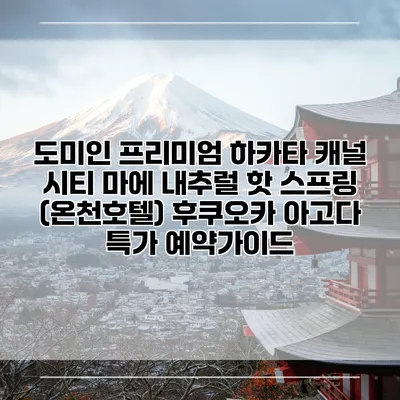 도미인 프리미엄 하카타 캐널 시티 마에 내추럴 핫 스프링 (온천호텔) 후쿠오카 아고다 특가 예약가이드