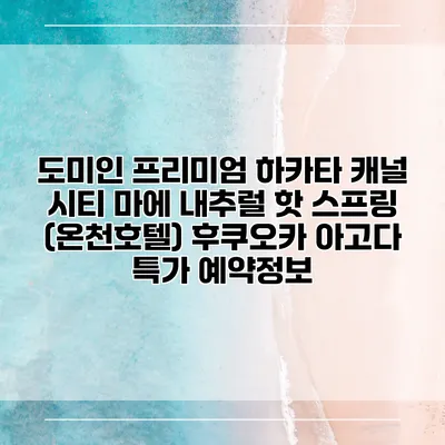 도미인 프리미엄 하카타 캐널 시티 마에 내추럴 핫 스프링 (온천호텔) 후쿠오카 아고다 특가 예약정보