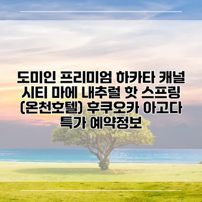 도미인 프리미엄 하카타 캐널 시티 마에 내추럴 핫 스프링 (온천호텔) 후쿠오카 아고다 특가 예약정보