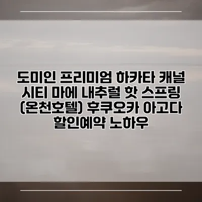 도미인 프리미엄 하카타 캐널 시티 마에 내추럴 핫 스프링 (온천호텔) 후쿠오카 아고다 할인예약 노하우