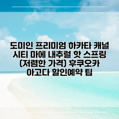 도미인 프리미엄 하카타 캐널 시티 마에 내추럴 핫 스프링 (저렴한 가격) 후쿠오카 아고다 할인예약 팁