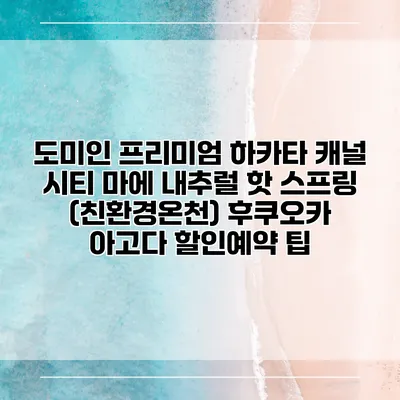 도미인 프리미엄 하카타 캐널 시티 마에 내추럴 핫 스프링 (친환경온천) 후쿠오카 아고다 할인예약 팁