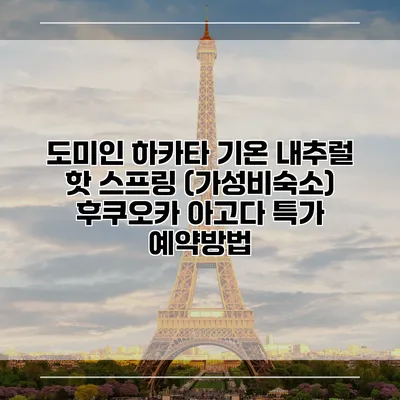 도미인 하카타 기온 내추럴 핫 스프링 (가성비숙소) 후쿠오카 아고다 특가 예약방법