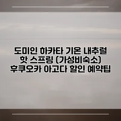 도미인 하카타 기온 내추럴 핫 스프링 (가성비숙소) 후쿠오카 아고다 할인 예약팁