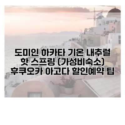 도미인 하카타 기온 내추럴 핫 스프링 (가성비숙소) 후쿠오카 아고다 할인예약 팁