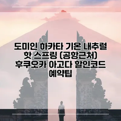 도미인 하카타 기온 내추럴 핫 스프링 (공항근처) 후쿠오카 아고다 할인코드 예약팁