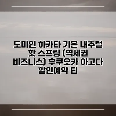 도미인 하카타 기온 내추럴 핫 스프링 (역세권 비즈니스) 후쿠오카 아고다 할인예약 팁