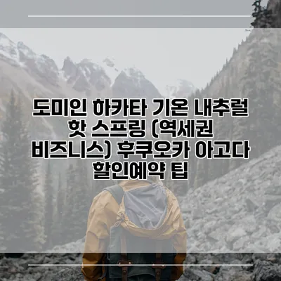 도미인 하카타 기온 내추럴 핫 스프링 (역세권 비즈니스) 후쿠오카 아고다 할인예약 팁
