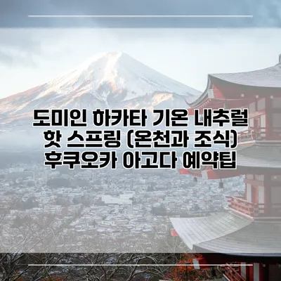 도미인 하카타 기온 내추럴 핫 스프링 (온천과 조식) 후쿠오카 아고다 예약팁