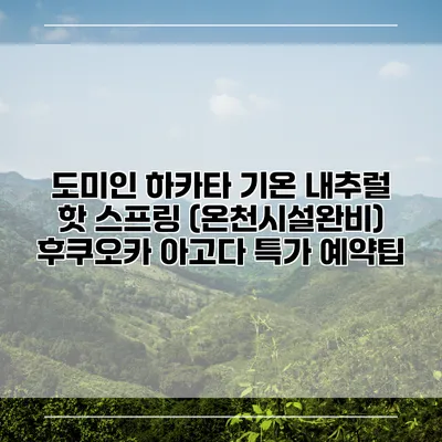 도미인 하카타 기온 내추럴 핫 스프링 (온천시설완비) 후쿠오카 아고다 특가 예약팁