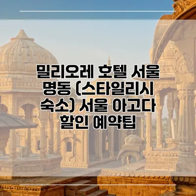 밀리오레 호텔 서울 명동 (스타일리시 숙소) 서울 아고다 할인 예약팁