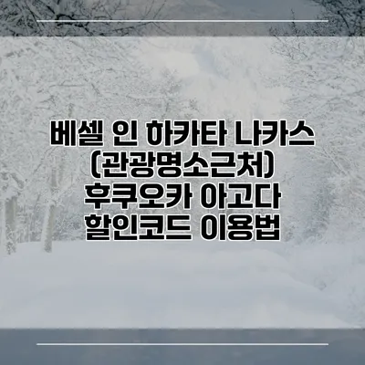 베셀 인 하카타 나카스 (관광명소근처) 후쿠오카 아고다 할인코드 이용법