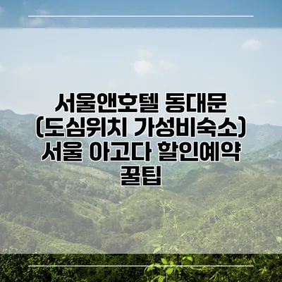 서울앤호텔 동대문 (도심위치 가성비숙소) 서울 아고다 할인예약 꿀팁
