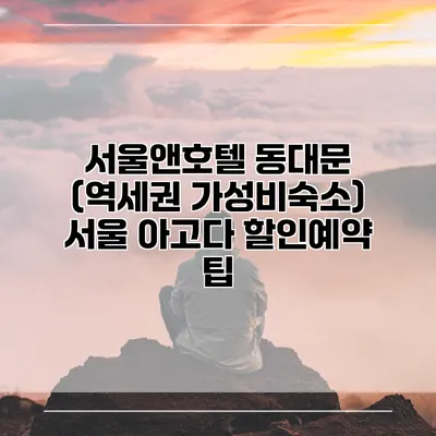 서울앤호텔 동대문 (역세권 가성비숙소) 서울 아고다 할인예약 팁