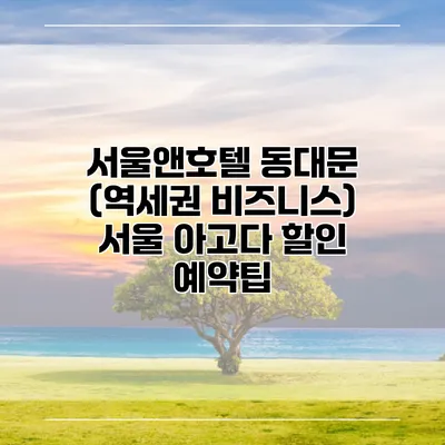 서울앤호텔 동대문 (역세권 비즈니스) 서울 아고다 할인 예약팁