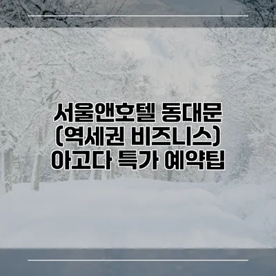 서울앤호텔 동대문 (역세권 비즈니스) 아고다 특가 예약팁