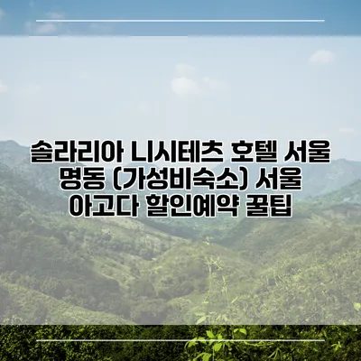 솔라리아 니시테츠 호텔 서울 명동 (가성비숙소) 서울 아고다 할인예약 꿀팁