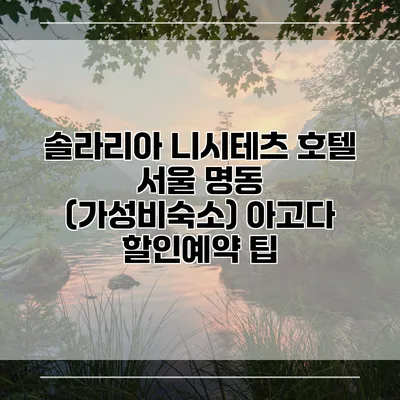 솔라리아 니시테츠 호텔 서울 명동 (가성비숙소) 아고다 할인예약 팁