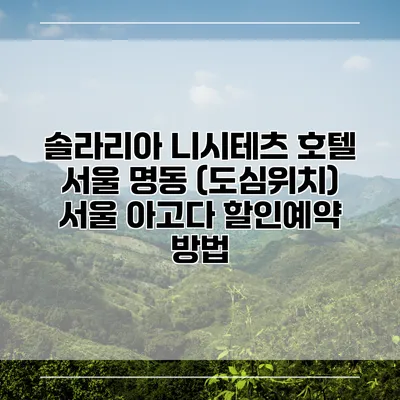 솔라리아 니시테츠 호텔 서울 명동 (도심위치) 서울 아고다 할인예약 방법