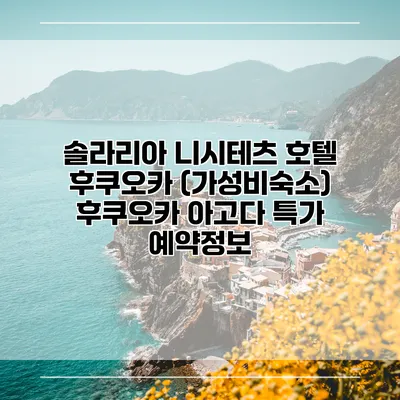 솔라리아 니시테츠 호텔 후쿠오카 (가성비숙소) 후쿠오카 아고다 특가 예약정보