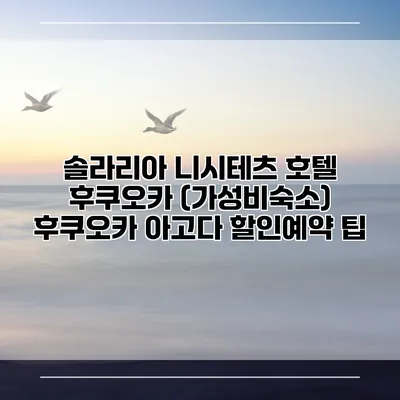 솔라리아 니시테츠 호텔 후쿠오카 (가성비숙소) 후쿠오카 아고다 할인예약 팁