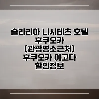 솔라리아 니시테츠 호텔 후쿠오카 (관광명소근처) 후쿠오카 아고다 할인정보