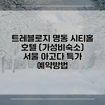 트레블로지 명동 시티홀 호텔 (가성비숙소) 서울 아고다 특가 예약방법