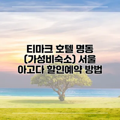 티마크 호텔 명동 (가성비숙소) 서울 아고다 할인예약 방법