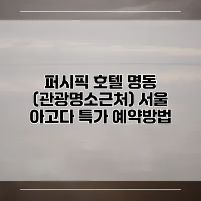 퍼시픽 호텔 명동 (관광명소근처) 서울 아고다 특가 예약방법