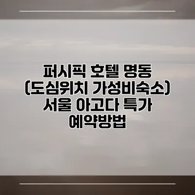 퍼시픽 호텔 명동 (도심위치 가성비숙소) 서울 아고다 특가 예약방법