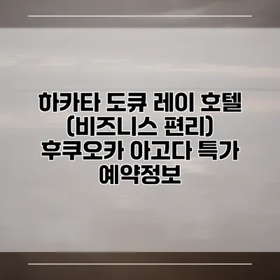 하카타 도큐 레이 호텔 (비즈니스 편리) 후쿠오카 아고다 특가 예약정보