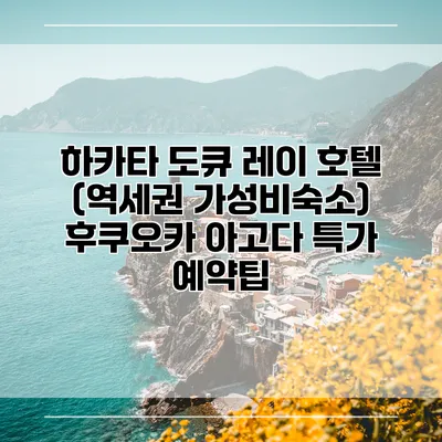 하카타 도큐 레이 호텔 (역세권 가성비숙소) 후쿠오카 아고다 특가 예약팁