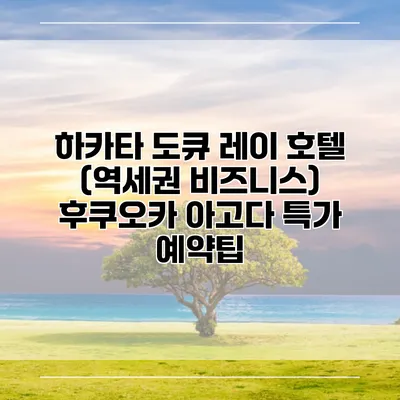 하카타 도큐 레이 호텔 (역세권 비즈니스) 후쿠오카 아고다 특가 예약팁