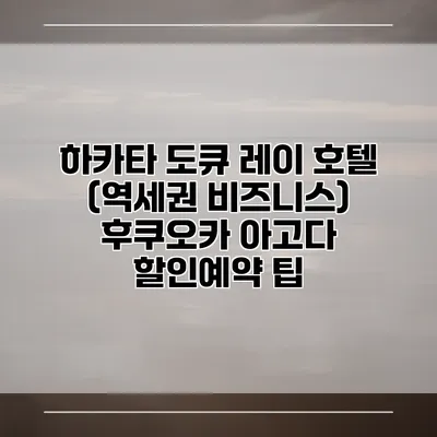 하카타 도큐 레이 호텔 (역세권 비즈니스) 후쿠오카 아고다 할인예약 팁