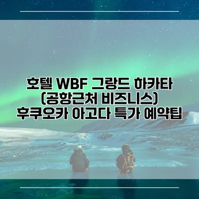 호텔 WBF 그랑드 하카타 (공항근처 비즈니스) 후쿠오카 아고다 특가 예약팁