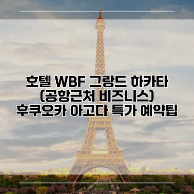 호텔 WBF 그랑드 하카타 (공항근처 비즈니스) 후쿠오카 아고다 특가 예약팁