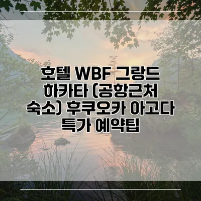 호텔 WBF 그랑드 하카타 (공항근처 숙소) 후쿠오카 아고다 특가 예약팁