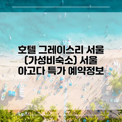 호텔 그레이스리 서울 (가성비숙소) 서울 아고다 특가 예약정보