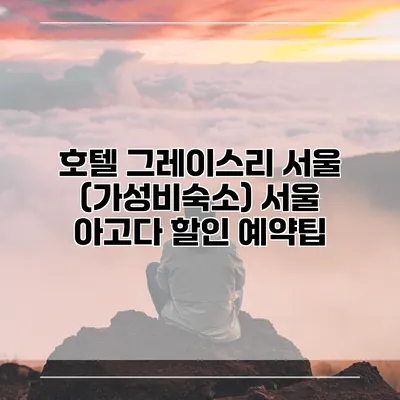 호텔 그레이스리 서울 (가성비숙소) 서울 아고다 할인 예약팁