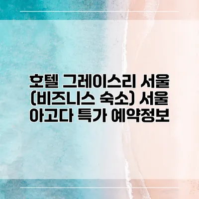 호텔 그레이스리 서울 (비즈니스 숙소) 서울 아고다 특가 예약정보