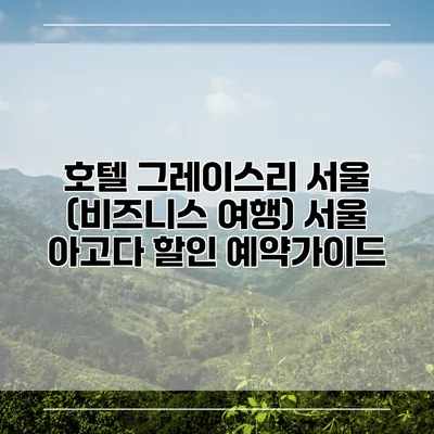 호텔 그레이스리 서울 (비즈니스 여행) 서울 아고다 할인 예약가이드