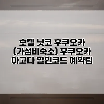 호텔 닛코 후쿠오카 (가성비숙소) 후쿠오카 아고다 할인코드 예약팁