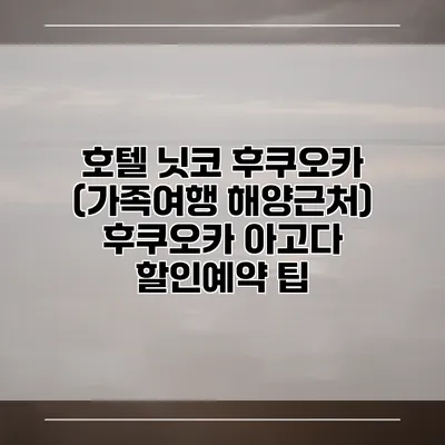 호텔 닛코 후쿠오카 (가족여행 해양근처) 후쿠오카 아고다 할인예약 팁